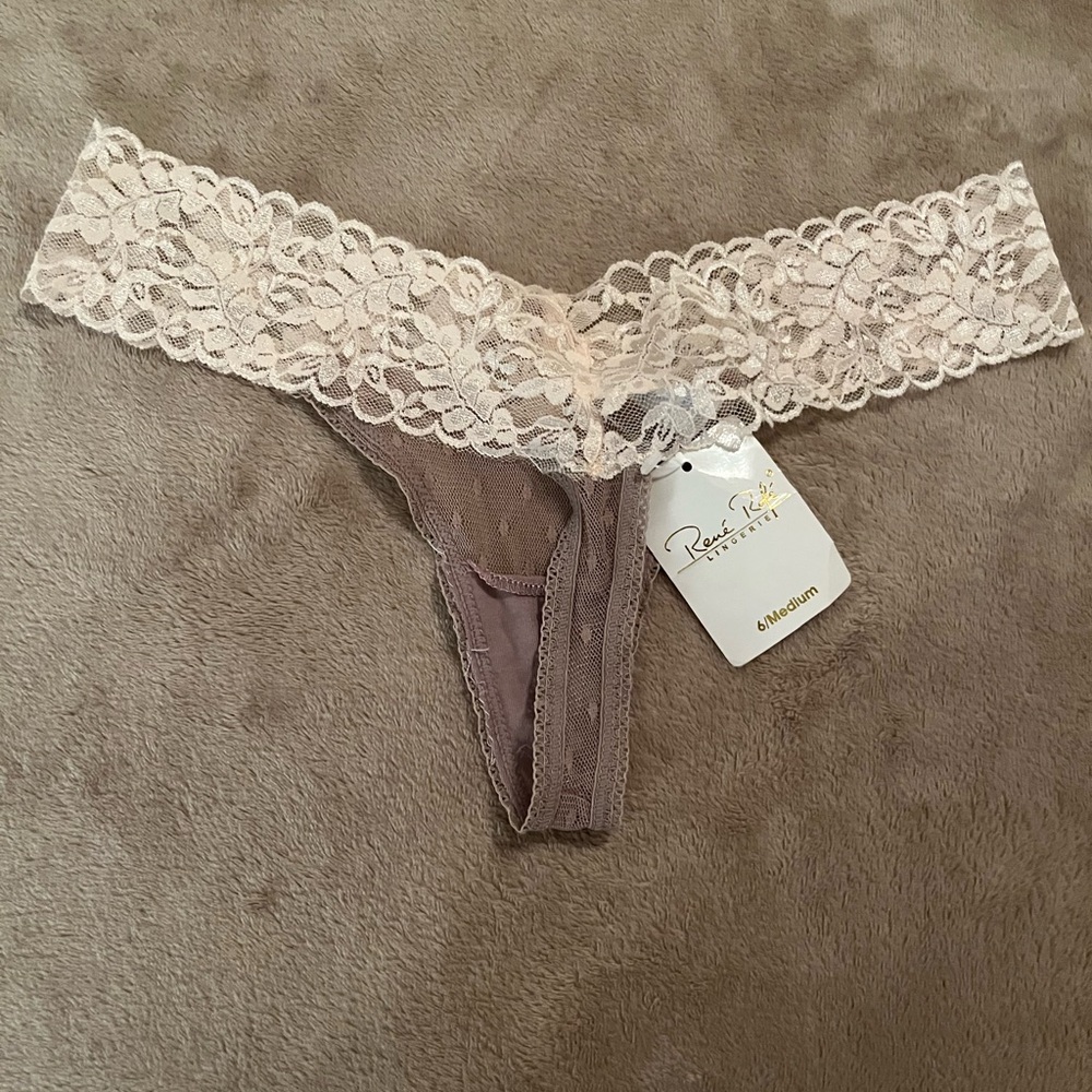 NWT Women’s Rene Rofe lingerie Lace Thong size medium /6